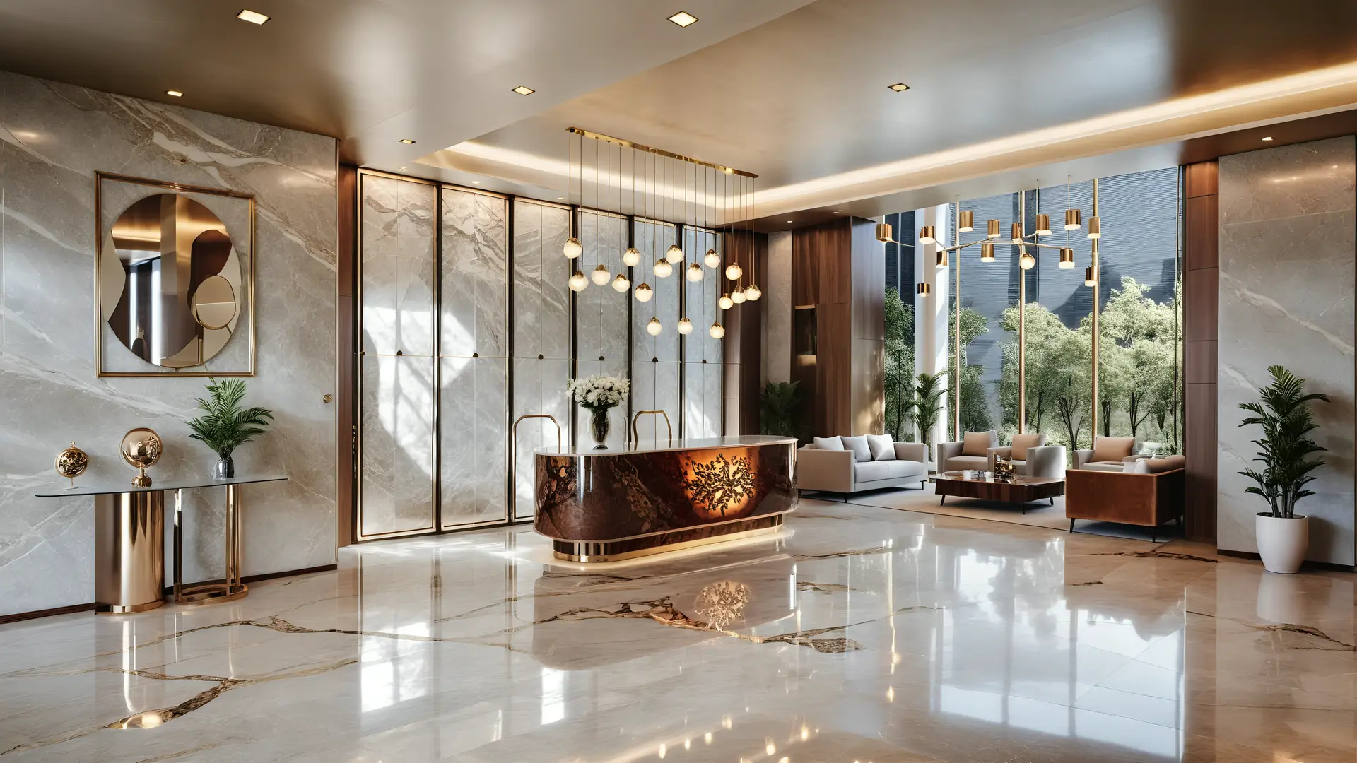 Sophisticated marble flooring details