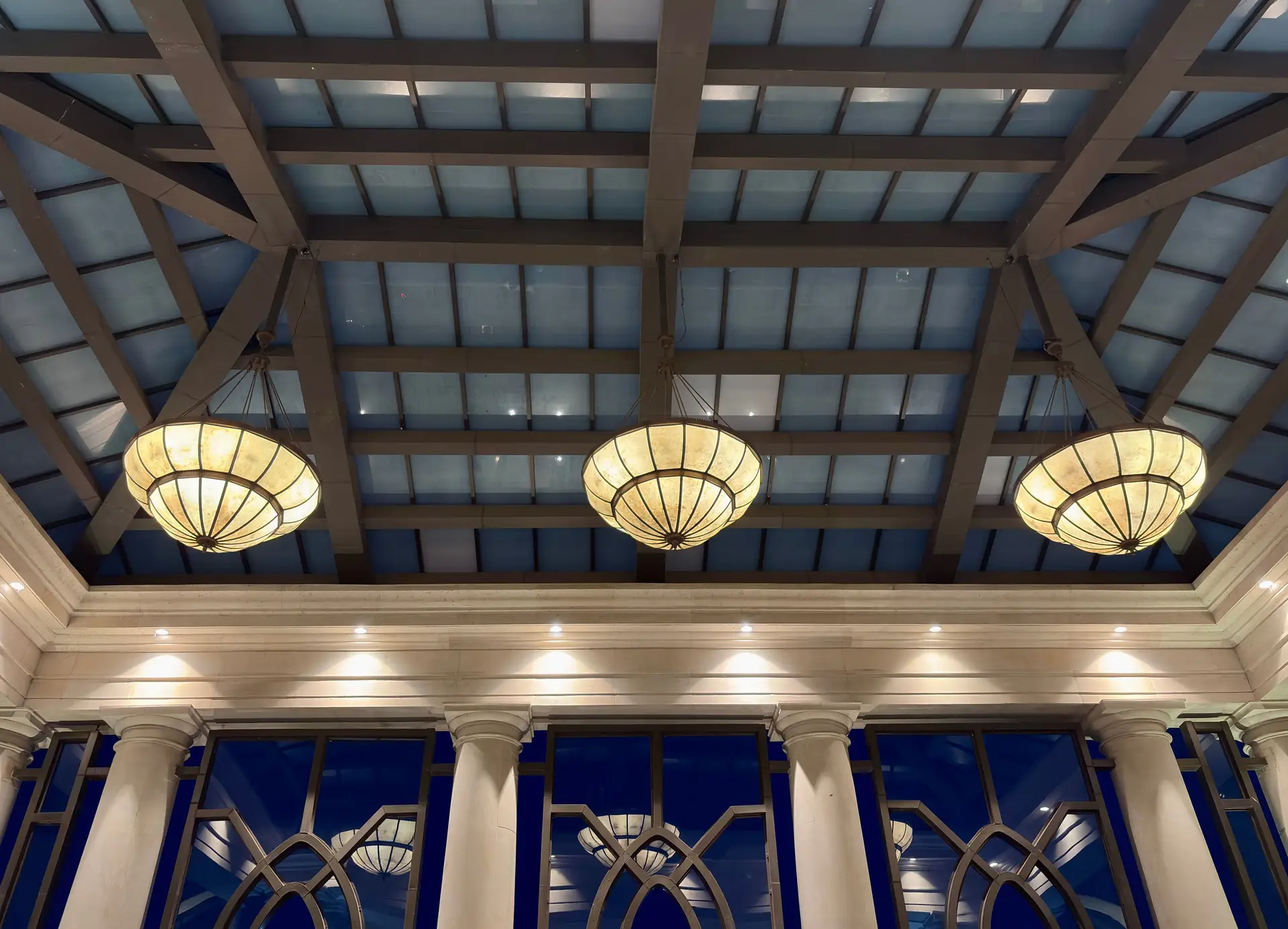 Elegant chandelier in the casino lobby