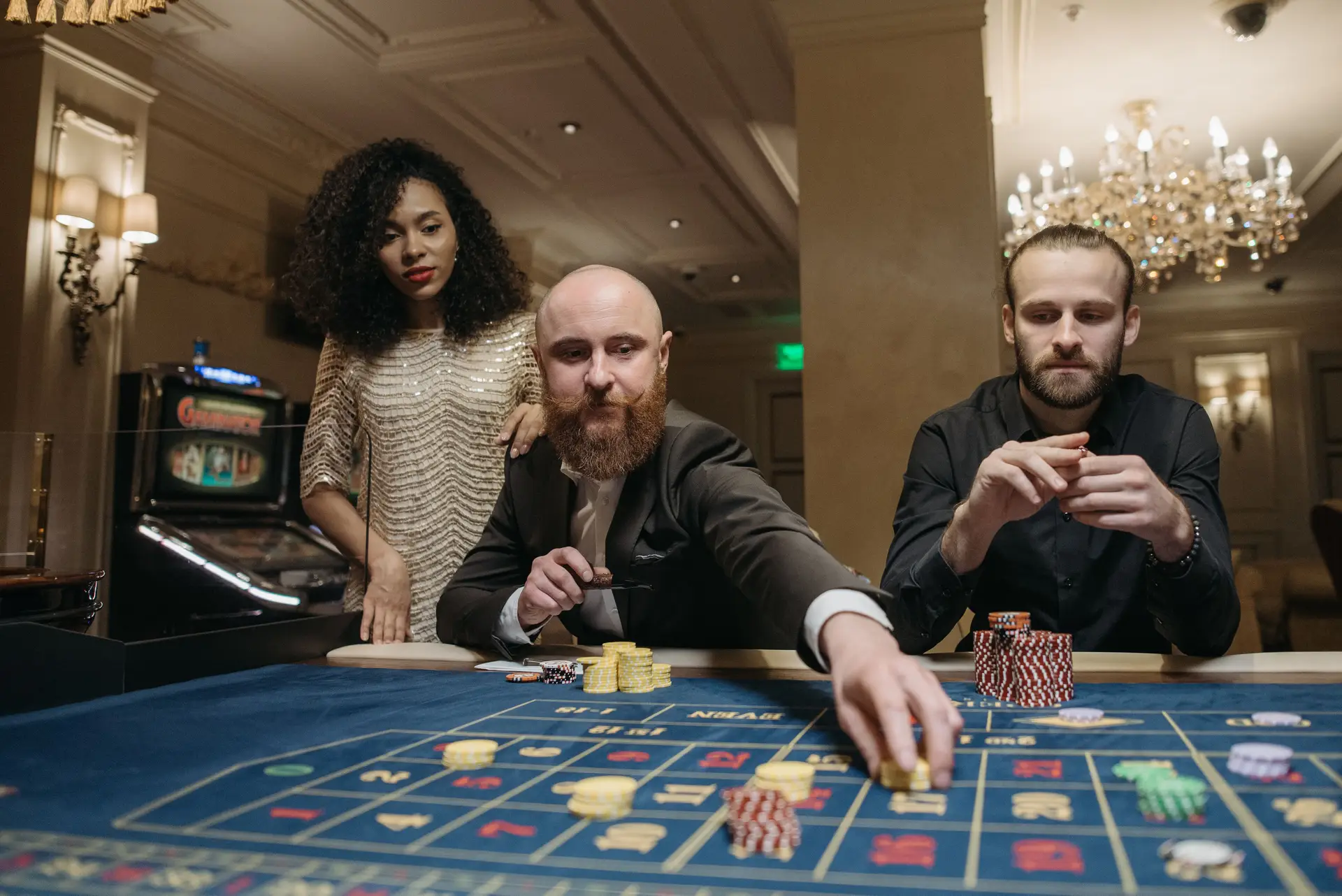 Adults playing at a table